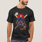 Baseball Player Hippopotamus Pitcher Catcher Baseb Tシャツ (正面)