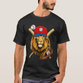 Baseball Player Lion  Pitcher Catcher Baseball Coa Tシャツ (正面)