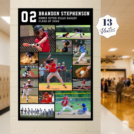 Baseball Player Name Number 13 Photo Collage ポスター