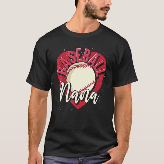 Baseball Player Nana Grandma Heart Mothers Day Bas Tシャツ (正面)