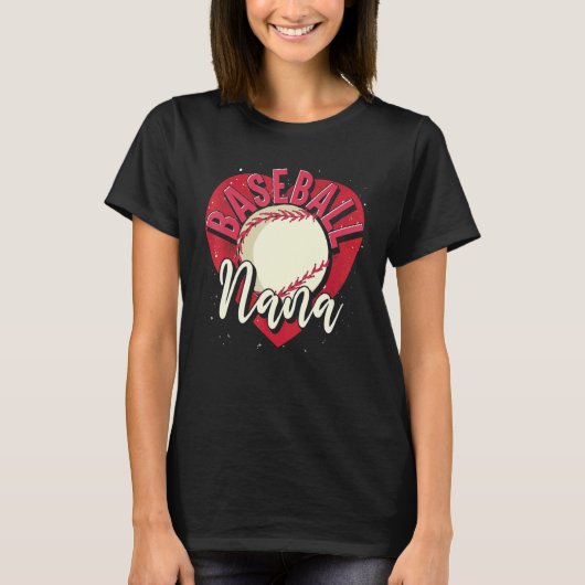 Baseball Player Nana Grandma Heart Mothers Day Bas Tシャツ (正面)