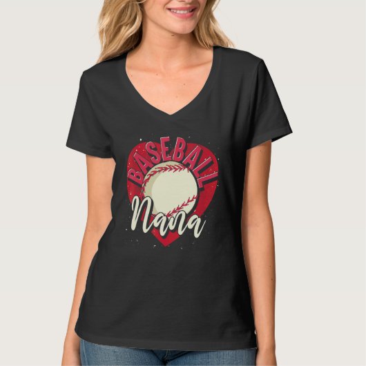 Baseball Player Nana Grandma Heart Mothers Day Bas Tシャツ (正面)