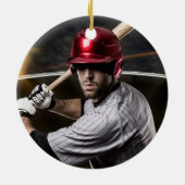 Baseball Player School Silver Gray Red Photo セラミックオーナメント (裏面)