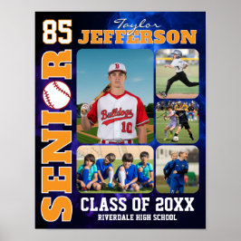 Baseball Player Senior Night Sports Photo Collage ポスター