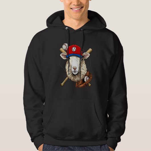 Baseball Player Sheep Lamb Pitcher Catcher Basebal パーカ (正面)