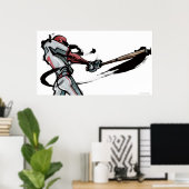 Baseball player swinging bat, side view ポスター (ホームオフィス)