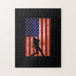 Baseball Player US Flag Patriotic Softball USA ジグソーパズル<br><div class="desc">Baseball Player US Flag Patriotic Softball USA</div>