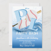 Baseball Pool Party Bash Birthday 招待状 (正面)