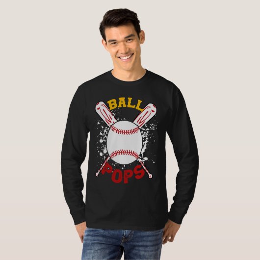 Baseball Pops Ball Softball  Fathers Day Tシャツ (正面フル)