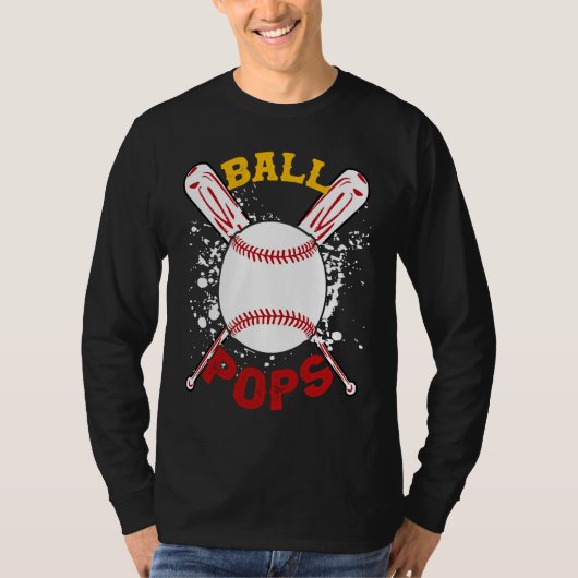 Baseball Pops Ball Softball  Fathers Day Tシャツ (正面)
