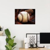 Baseball Posters - Baseball Glove & Ball ポスター (ホームオフィス)