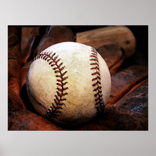 Baseball Posters - Baseball Glove & Ball ポスター (正面)