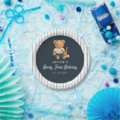 Baseball Preppy Bear 1st Birthday ペーパープレート (パーティー)