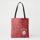 Baseball Red  Over All Print Bag トートバッグ (正面)