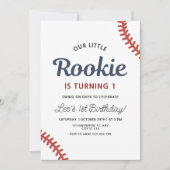 Baseball Rookie 1st Birthday Sports Boys Birthday 招待状 (正面)