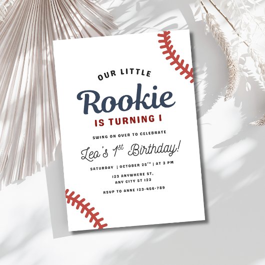 Baseball Rookie 1st Birthday Sports Boys Birthday 招待状