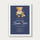 Baseball Rookie Teddy Bear 1st Birthday 招待状