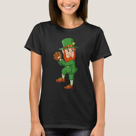 Baseball Saint Patricks Day Leprechaun Pitcher Boy Tシャツ (正面)