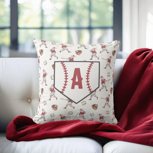 Baseball Santa Christmas Home Plate Monogram クッション