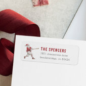 Baseball Santa Christmas Return Address ラベル