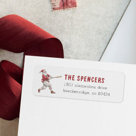 Baseball Santa Christmas Return Address ラベル