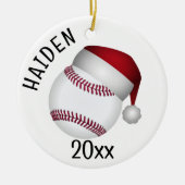 Baseball Santa Hat Christmas セラミックオーナメント (正面)