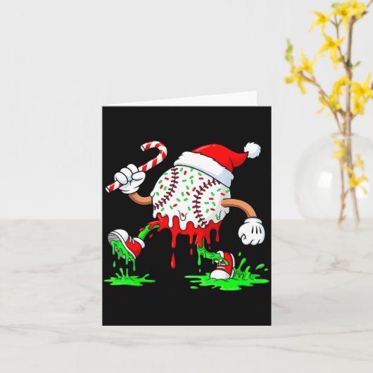 Baseball Santa Hat Christmas Ice Cream Drip Candy  カード (黄色い花)