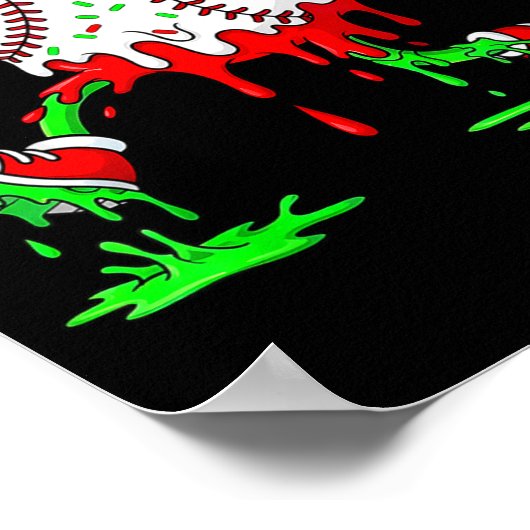 Baseball Santa Hat Christmas Ice Cream Drip Candy  ポスター (角)