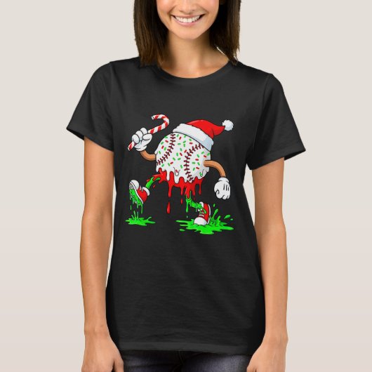 Baseball Santa Hat Christmas Ice Cream Drip Candy  Tシャツ (正面)