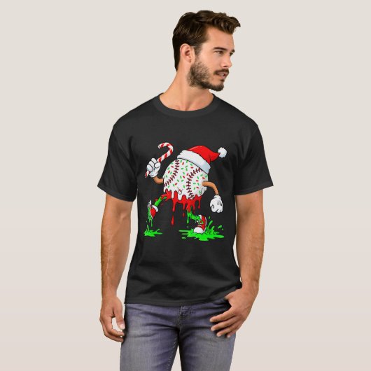 Baseball Santa Hat Christmas Ice Cream Drip Candy  Tシャツ (正面フル)