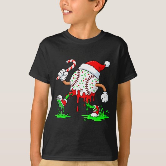 Baseball Santa Hat Christmas Ice Cream Drip Candy  Tシャツ (正面)