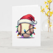 Baseball Santa Hat Holiday Lights カード (黄色い花)