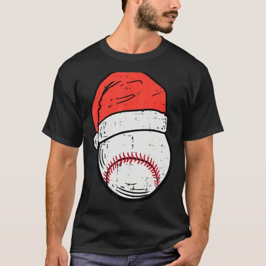 Baseball Santa Hat Sports Christmas Xmas Boys Men Tシャツ (正面)
