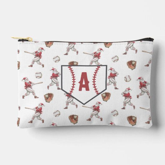 Baseball Santa Monogram Christmas アクセサリーポーチ (正面)