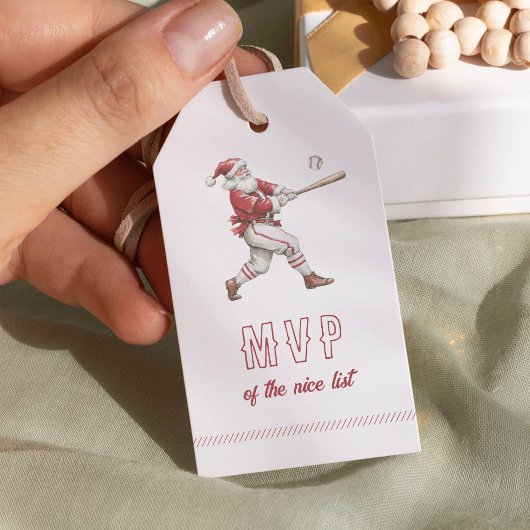 Baseball Santa MVP of the Nice List Christmas ギフトタグ