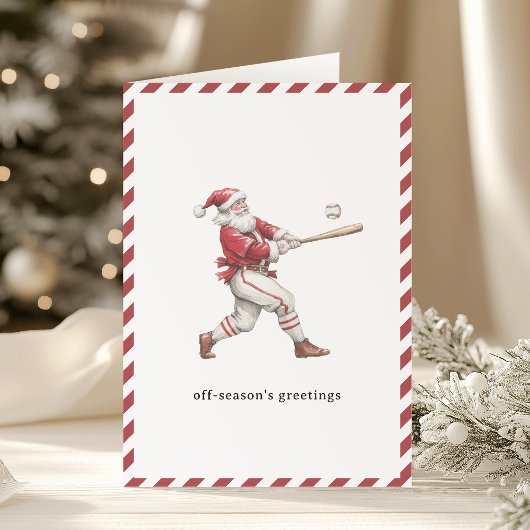 Baseball Santa Off-Season's Greetings Christmas シーズンカード