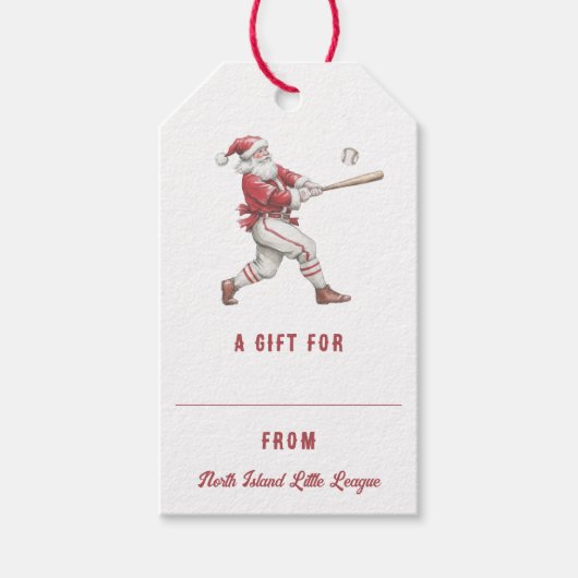 Baseball Santa Personalized Christmas ギフトタグ (正面)
