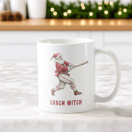Baseball Santa Personalized Christmas コーヒーマグカップ