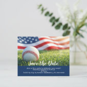 Baseball save the date with flag of America   ポストカード (スタンド正面)