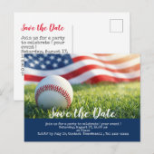 Baseball save the date with flag of America   ポストカード (正面/裏面)