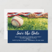 Baseball save the date with flag of America   ポストカード (正面/裏面)