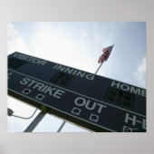 Baseball scoreboard with American flag ポスター (正面)
