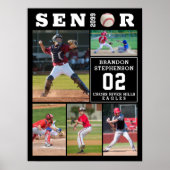 Baseball Senior Graduation 5 Photo Collage ポスター (正面)