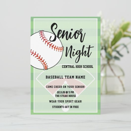 Baseball Senior Night High School Party 招待状 (スタンド正面)