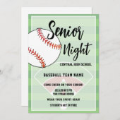 Baseball Senior Night High School Party 招待状 (正面/裏面)
