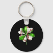 Baseball Shamrock St Patrick's Day Clover With Bas キーホルダー (正面)