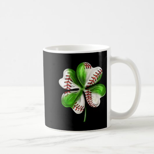 Baseball Shamrock St Patrick's Day Clover With Bas コーヒーマグカップ (右)