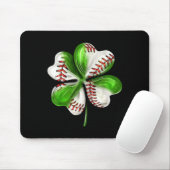 Baseball Shamrock St Patrick's Day Clover With Bas マウスパッド (マウス)