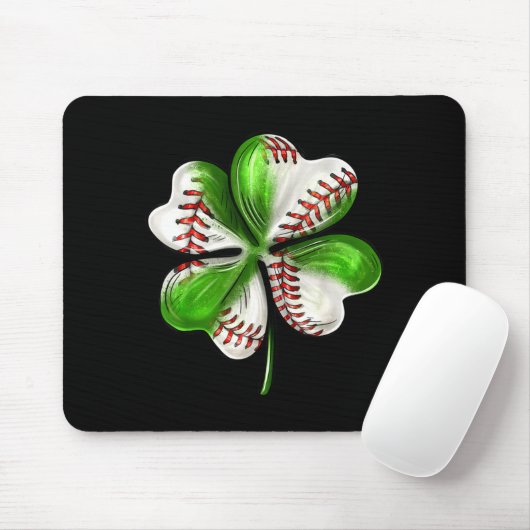 Baseball Shamrock St Patrick's Day Clover With Bas マウスパッド (マウス)