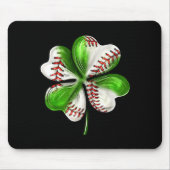 Baseball Shamrock St Patrick's Day Clover With Bas マウスパッド (正面)